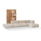 Sofá 3 lugares Modular com 2 Apoios Puff Sofá na Caixa em Boucle com 5 Módulos 3,44m 1 Braço