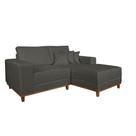 Sofá 3 Lugares Mônaco com Chaise Direto Linho Cinza