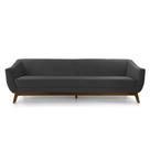 Sofá 3 Lugares Odeon D07 230cm Base Madeira Veludo Cinza - D'Rossi