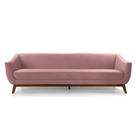 Sofá 3 Lugares Odeon D07 230cm Base Madeira Veludo Rosa - D'Rossi