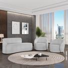 Sofá 3 Lugares Orgânico 180cm Morgan E 2 Poltronas Lua Bouclê Cinza