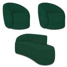 Sofá 3 Lugares Orgânico 180cm Morgan E 2 Poltronas Lua Bouclê Verde D03 - D'rossi Sofá 3 Lugares Orgânico 180cm Morgan E 2 Poltronas Lua Bouclê Verde D03 - D'rossi