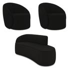 Sofá 3 Lugares Orgânico 180cm Morgan e 2 Poltronas Lua Suede Preto D03 - D'Rossi Sofá 3 Lugares Orgânico 180cm Morgan e 2 Poltronas Lua Suede Preto D03 - D'Rossi