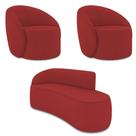 Sofá 3 Lugares Orgânico 180cm Morgan E 2 Poltronaslua Veludo Marsala D03 - D'rossi