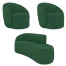 Sofá 3 Lugares Orgânico 180cm Morgan E 2 Poltronaslua Veludo Verde D03 - D'rossi