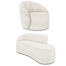 Sofá 3 Lugares Orgânico 180cm Morgan E Poltrona Lua Bouclê Off White D03 - D'rossi
