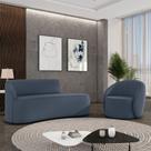Sofá 3 Lugares Orgânico 180cm Morgan e Poltrona Lua Suede Azul M D03 - D'Rossi Sofá 3 Lugares Orgânico 180cm Morgan e Poltrona Lua Suede Azul M D03 - D'Rossi