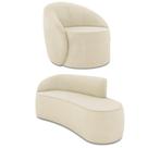 Sofá 3 Lugares Orgânico 180cm Morgan E Poltrona Lua Suede Bege D03 - D'rossi Sofá 3 Lugares Orgânico 180cm Morgan E Poltrona Lua Suede Bege D03 - D'rossi