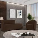 Sofá 3 Lugares Orgânico 180cm Morgan e Poltrona Lua Suede Marrom D03 - D'Rossi Sofá 3 Lugares Orgânico 180cm Morgan e Poltrona Lua Suede Marrom D03 - D'Rossi