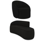 Sofá 3 Lugares Orgânico 180cm Morgan E Poltrona Lua Suede Preto D03 - D'rossi