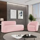 Sofá 3 Lugares Orgânico 180cm Morgan e Poltrona Lua Suede Rosa Bebê D03 - D'Rossi