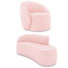Sofá 3 Lugares Orgânico 180cm Morgan E Poltrona Lua Suede Rosa Bebê D03 - D'rossi
