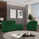 Sofá 3 Lugares Orgânico 180cm Morgan e Poltrona Lua Suede Verde D03 - D'Rossi Sofá 3 Lugares Orgânico 180cm Morgan e Poltrona Lua Suede Verde D03 - D'Rossi