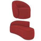 Sofá 3 Lugares Orgânico 180cm Morgan E Poltrona Lua Veludo Marsala D03 - D'rossi Sofá 3 Lugares Orgânico 180cm Morgan E Poltrona Lua Veludo Marsala D03 - D'rossi