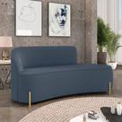 Sofá 3 Lugares Orgânico 180cm Pé Dourado Morgan Suede Azul Mar