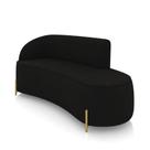 Sofá 3 Lugares Orgânico 180cm Pé Dourado Morgan Suede Preto D03 - D'rossi