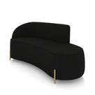 Sofá 3 Lugares Orgânico 180cm Pé Dourado Morgan Veludo Preto D03 - D'rossi