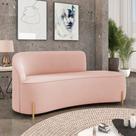 Sofá 3 Lugares Orgânico 180cm Pé Dourado Morgan Veludo Rosê