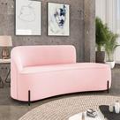 Sofá 3 Lugares Orgânico 180cm Pé Ferro Preto Morgan Suede Rosa Bebê