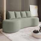Sofá 3 Lugares Orgânico 210cm Com Almofadas Benin Bouclê Menta B03 - D'rossi
