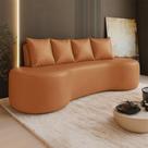 Sofá 3 Lugares Orgânico 210cm com Almofadas Benin Sintético PU Caramelo B03 - D Rossi