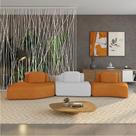 Sofá 3 Lugares Orgânico com Chaise e 2 Módulos Berlim Bouclê Caramelo/Cinza Claro K01 - D Rossi Sofá 3 Lugares Orgânico com Chaise e 2 Módulos Berlim Bouclê Caramelo/Cinza Claro K01 - D Rossi