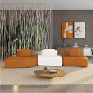 Sofá 3 Lugares Orgânico com Chaise e 2 Módulos Berlim Bouclê Caramelo/Off White K01 - D Rossi