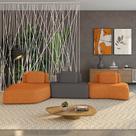 Sofá 3 Lugares Orgânico com Chaise e 2 Módulos Berlim Bouclê Cr K01 - D Rossi
