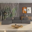 Sofá 3 Lugares Orgânico Com Chaise E 2 Módulos Berlim Bouclê Gf K01 - D'rossi Grafite