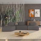 Sofá 3 Lugares Orgânico com Chaise e 2 Módulos Berlim Bouclê Grafite K01 - D Rossi