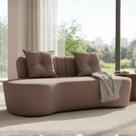 Sofá 3 Lugares Orgânico Curvo Madrid 180cm Bouclé Capuccino