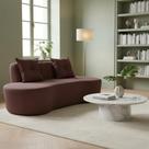 Sofá 3 Lugares Orgânico Curvo Madrid 180cm Couro Marrom