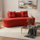 Sofá 3 Lugares Orgânico Curvo Madrid 180cm Couro Vermelho