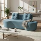 Sofá 3 Lugares Orgânico Curvo Madrid 180cm Linho Azul Sofá 3 Lugares Orgânico Curvo Madrid 180cm Linho Azul