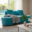 Sofá 3 Lugares Orgânico Curvo Madrid 180cm Suede Azul Turquesa