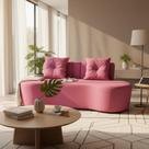 Sofá 3 Lugares Orgânico Curvo Madrid 180cm Suede Rosa Sofá 3 Lugares Orgânico Curvo Madrid 180cm Suede Rosa