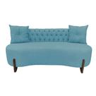 Sofá 3 Lugares Orgânico Curvo Tókio 180cm Suede Azul Turquesa