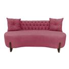 Sofá 3 Lugares Orgânico Curvo Tókio 180cm Suede Rosa