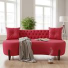 Sofá 3 Lugares Orgânico Curvo Tókio 180cm Veludo Vermelho Sofá 3 Lugares Orgânico Curvo Tókio 180cm Veludo Vermelho