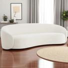 Sofá 3 Lugares Orgânico Luxo Recepção Sala de Estar e TV Amore 200cm Bouclé Bege- MABE MAGAZINE