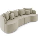 Sofá 3 Lugares Orgânico Sala De Estar Living 210cm Ekos K01 Veludo Bege - Lyam Decor