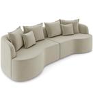 Sofá 3 Lugares Orgânico Sala De Estar Living 210cm Ekos K01 Veludo Bege - Lyam Decor