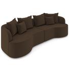Sofá 3 Lugares Orgânico Sala De Estar Living 230cm Ekos K01 Veludo Marrom - Lyam Decor
