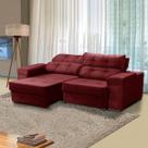 Sofá 3 Lugares para Sala 220 Cm Retrátil Reclinável Mola Bonnel Ravello Veludo Vermelho - SóSofá