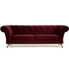 Sofá 3 Lugares Para Sala de Estar Império 180 cm D02 Veludo Marsala D-278 - Lyam Decor
