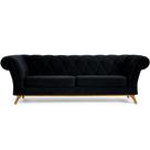 Sofá 3 Lugares Para Sala de Estar Império 180 cm D02 Veludo Preto C-300 - Lyam Decor
