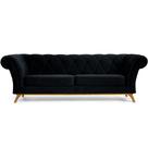 Sofá 3 Lugares Para Sala de Estar Império 180 cm D02 Veludo Preto D-300 - Lyam Decor