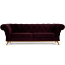Sofá 3 Lugares Para Sala de Estar Império 180 cm D02 Veludo Roxo Grape C-292 - Lyam Decor