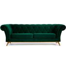 Sofá 3 Lugares Para Sala de Estar Império 180 cm D02 Veludo Verde Musgo D-303 - Lyam Decor