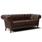 Sofá 3 Lugares Para Sala de Estar Império 210 cm D02 Material Sintético Marrom C-34 - Lyam Decor
